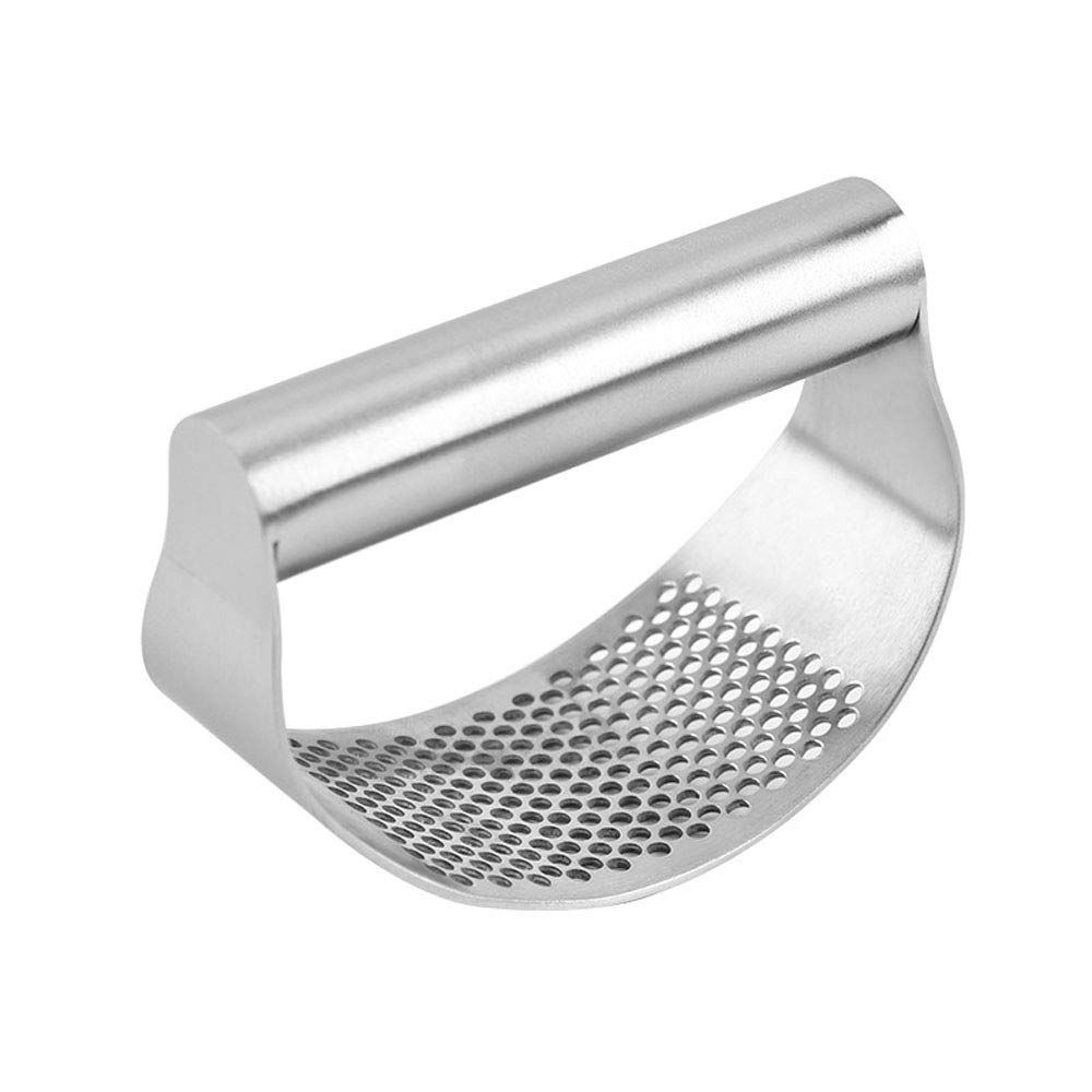 Garlic Press Rocker Stainless Steel, Fruit Crusher with Comfortable Handle Porous Surface, Easy Use & Clean — image 2