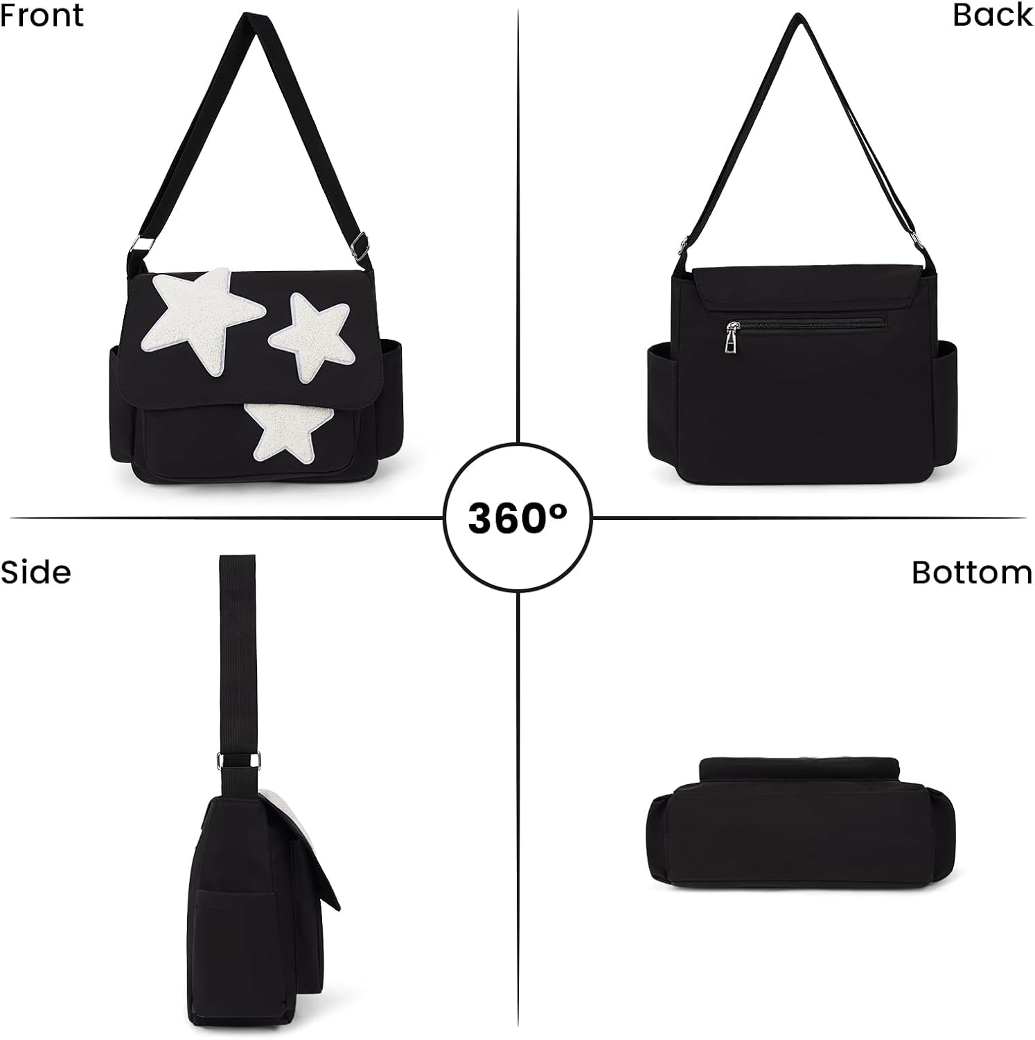 Aesthetic Messenger Bag Cute Tote Bags Y2K Star Shoulder Bag Canvas Tote Bag Kawaii Crossbody Bag for Women — image 3
