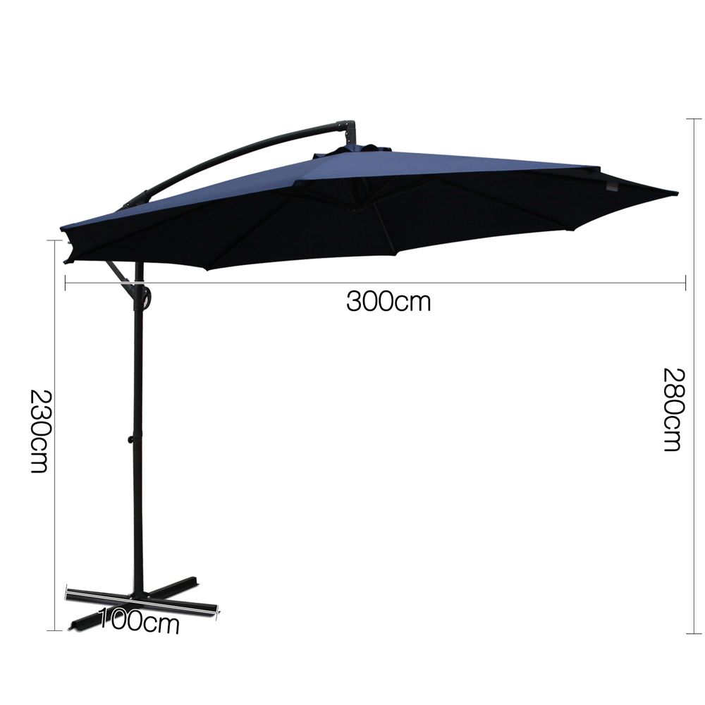 Instahut 3m Outdoor Umbrella Cantilever Beach Garden Patio Navy — image 3