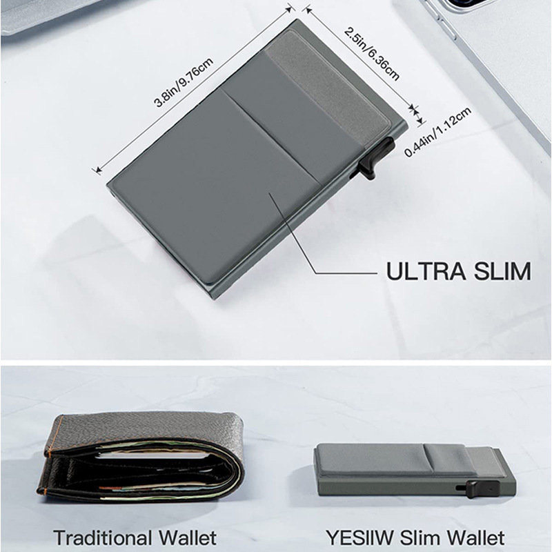 Ultra-Slim Pop-Up Card Holder Wallet with RFID Blocking(Blue + Blue Card Holder) — image 4