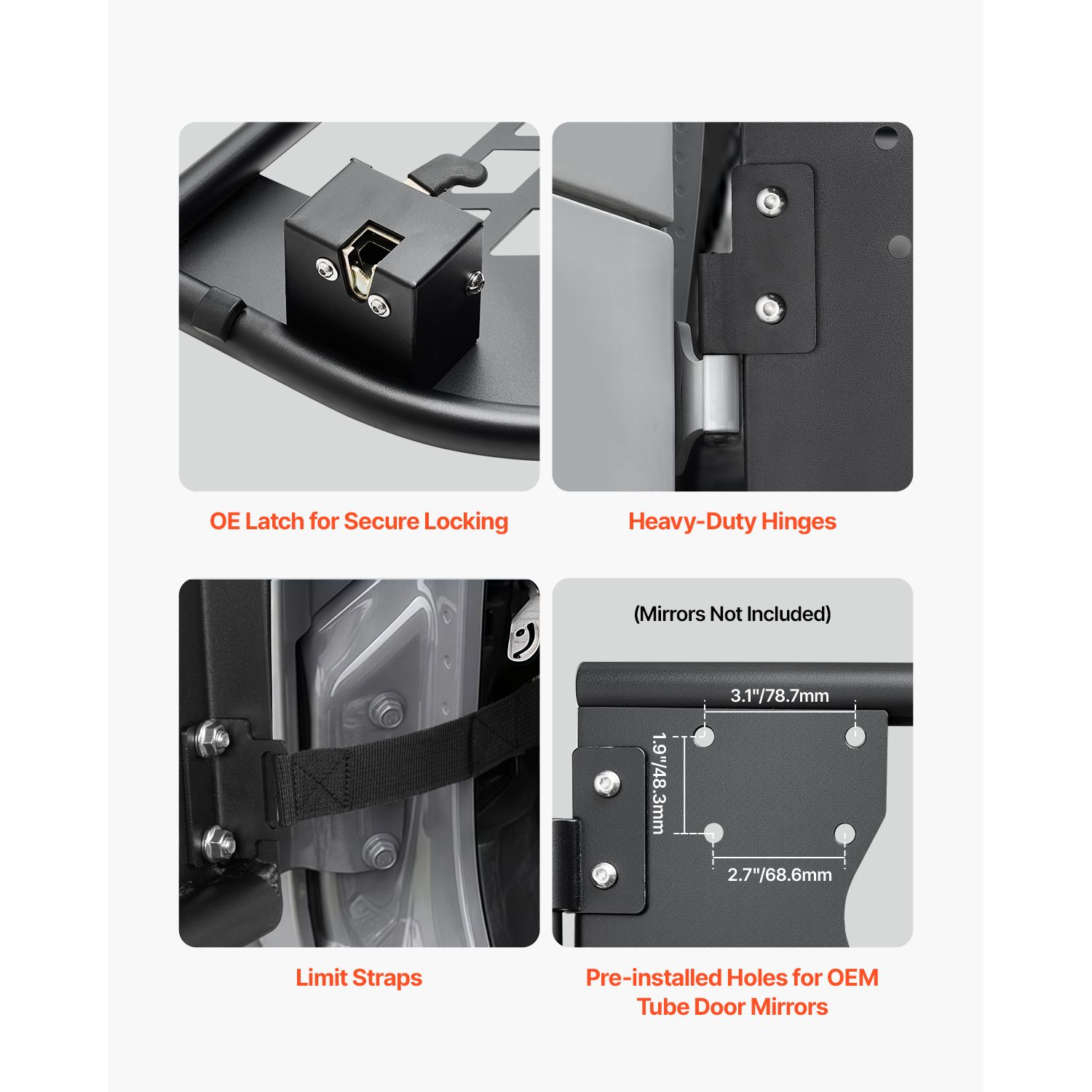 Jeep Tube Doors, 2-Door, Hunting Style Jeep Tubular Door with Heavy-Duty Hinges & OE Latch, Jeep Doors with Rubber Pads & Toughened Steel Tube, Fit for — image 3