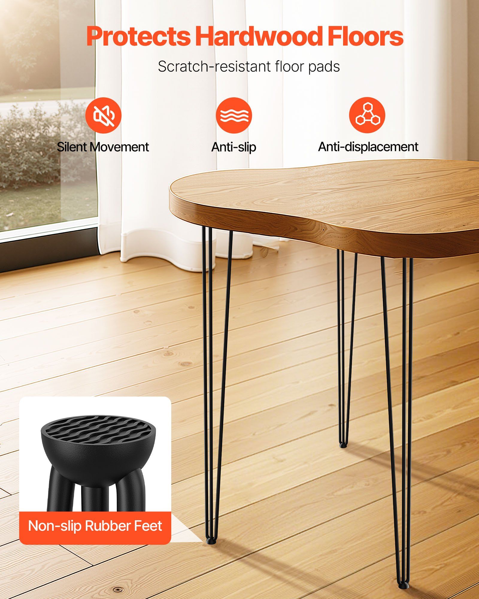 4 Pack Hairpin Table Legs 101.6cm Black Heavy Duty 3 Rod Carbon Steel Furniture Legs for Desk Dining Table Bench End Table DIY Each Supports 99.8kg โ image 5