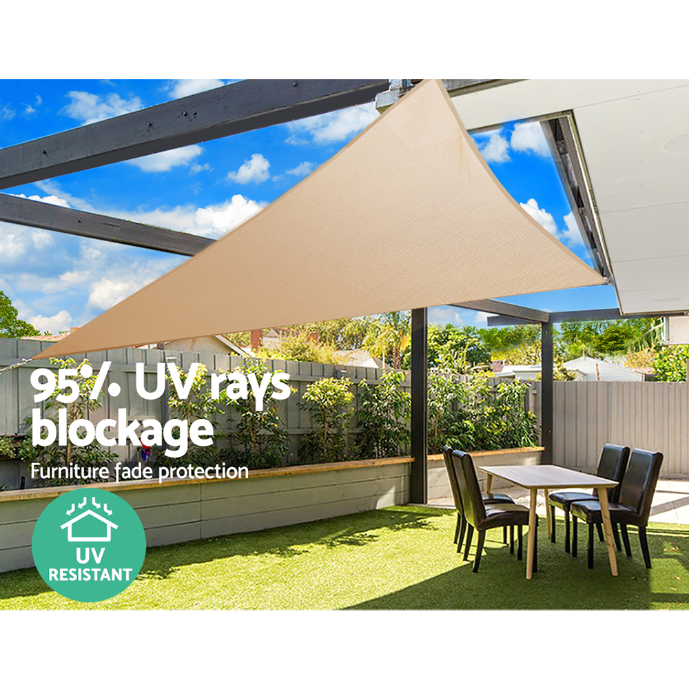 Instahut Waterproof Shade Sail 5x5x5m Rectangle Sand 95% Shade Cloth โ image 6