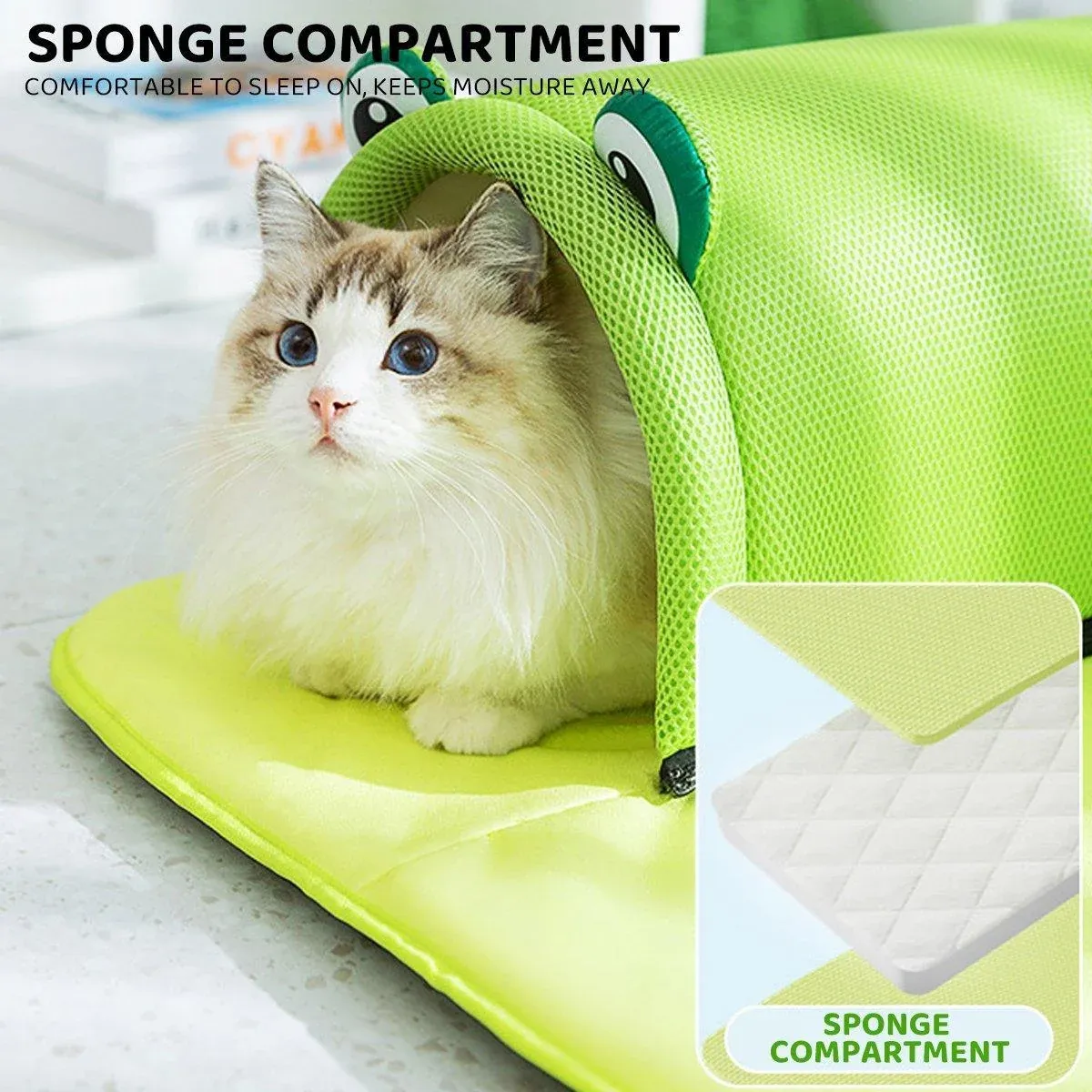 Washable Cat Tunnel Nest Corner Passage Cat House Easy Clean Pet Furniture - Green-S โ image 5