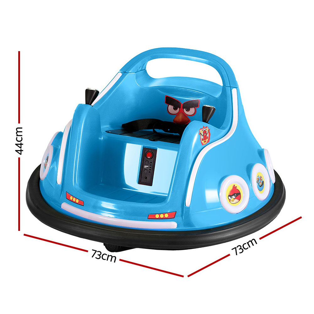 Kids Ride On Car Bumper Electric Toys Cars Light Remote Angry Birds Sticker Blue — image 2