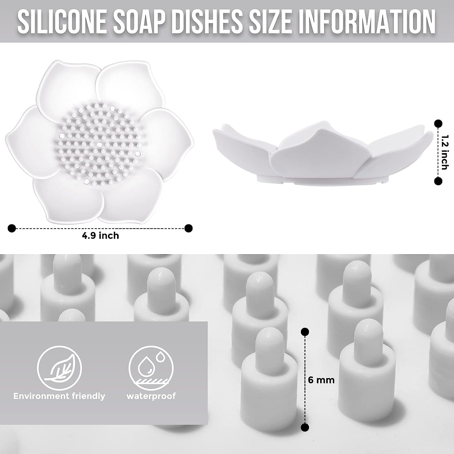 Silicone Soap Dishes with Draining - Lotus Shaped Bathroom Bar Soap Holder for Shower - Soap Tray for Kitchen Sink - Floral Shape Soap Saver for Counter โ image 4