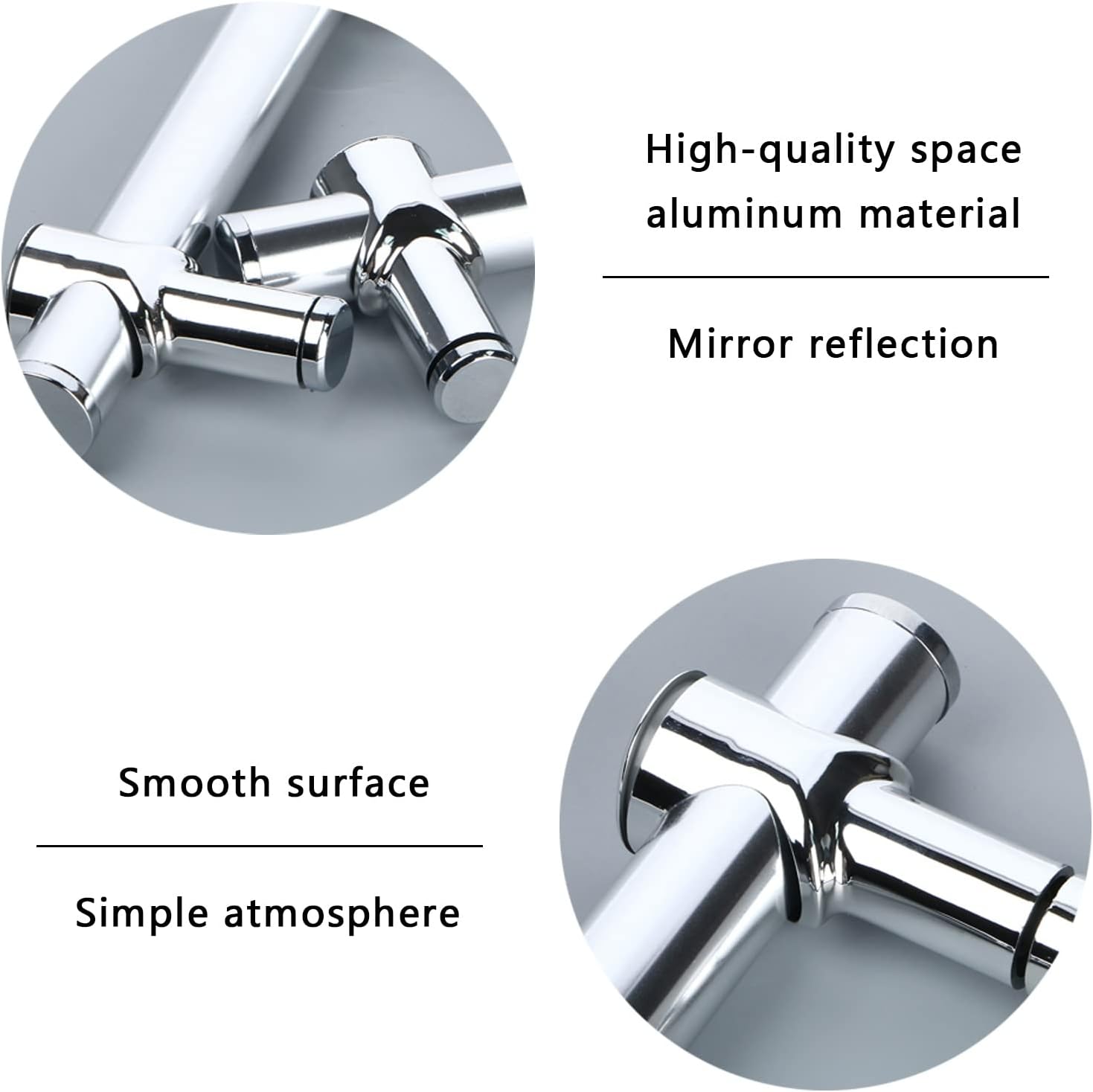 Metal Shower Glass Door Handle, Interior Shower Single Side Door Handle Grab Bar with Accessories Sets - Stainless Steel, Adjustable Hole Distance (Size — image 3
