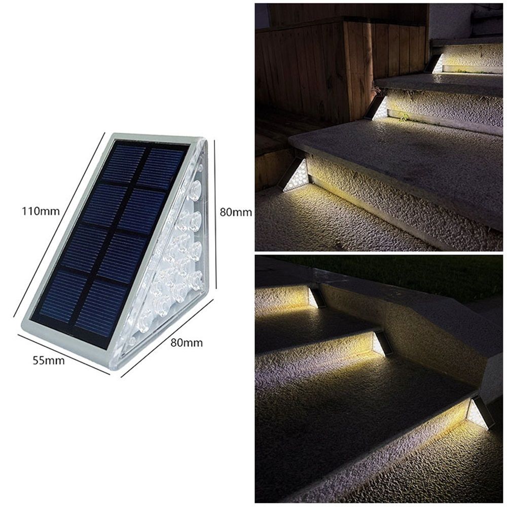 3 pack LED Solar Step Lights Waterproof Outdoor Stair Lights, Warm White Solar Deck Light Solar Decoration Lights for Yard, Patio, Garden, Walkways, Front — image 2