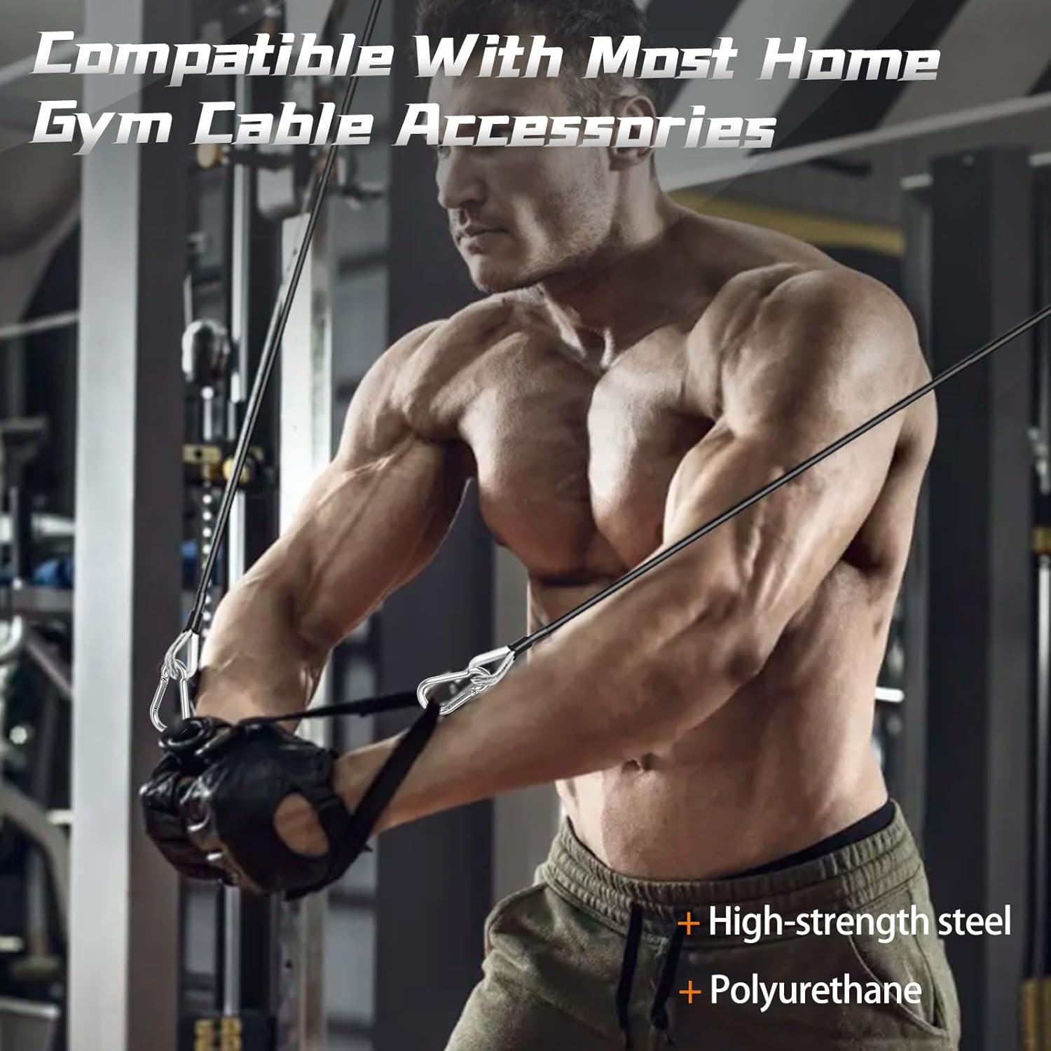 Cable Attachments for Gym, 2PCS Gym Cable Extension Compatible with Gym Accessories, Gym Cable Machine for LAT/Tricep Pull Down, Leg Extensions Machine โ image 6