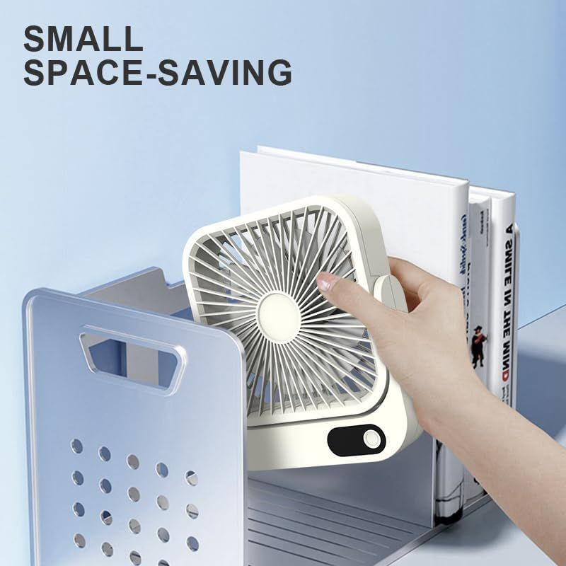 Magnetic Rechargeable Mini Desk Fan with 5-Speed LED Display for Office, Dorm & Bedside Use (White) — image 3