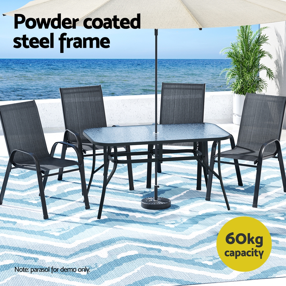 Gardeon 5PC Outdoor Dining Set Table and Chairs Patio Furniture Bistro Set Garden Black — image 4
