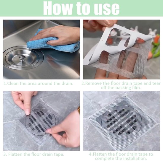 100-Piece Shower Drain Filter - Sticky Hair Shower Filter - Sink Filter, Bathtub, Bathroom & Kitchen Shower Drain Filter Sticker - 10cm - Gray — image 6