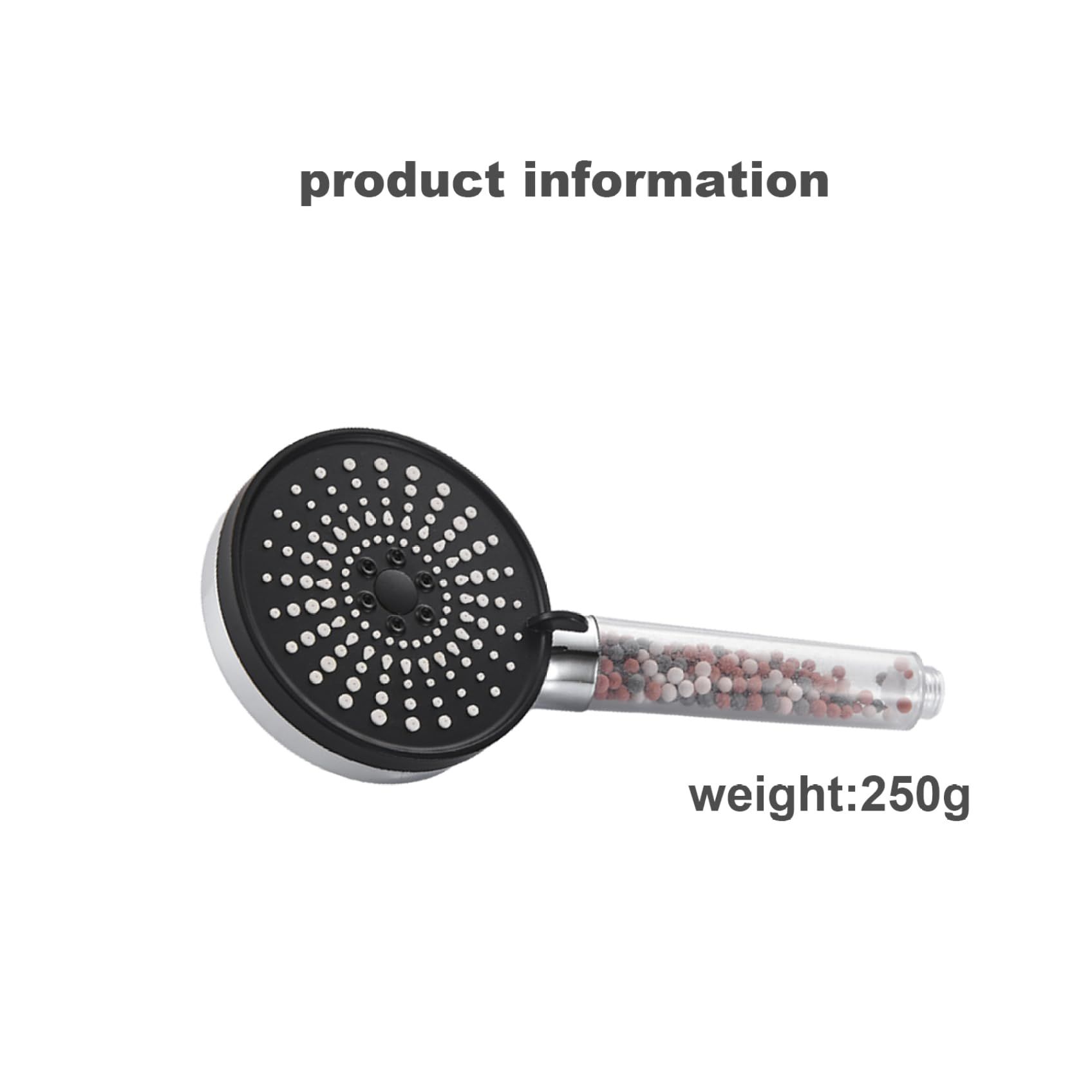 1PC Filter Shower Head High Pressure Water Softener Shower Head 5 Modes Universal Detachable Purifying Shower Head with Black — image 4