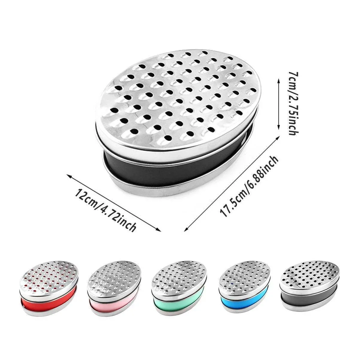 Stainless Steel Kitchen Cheese Grater with Container Storing Fruits Cheese Box - Green — image 4