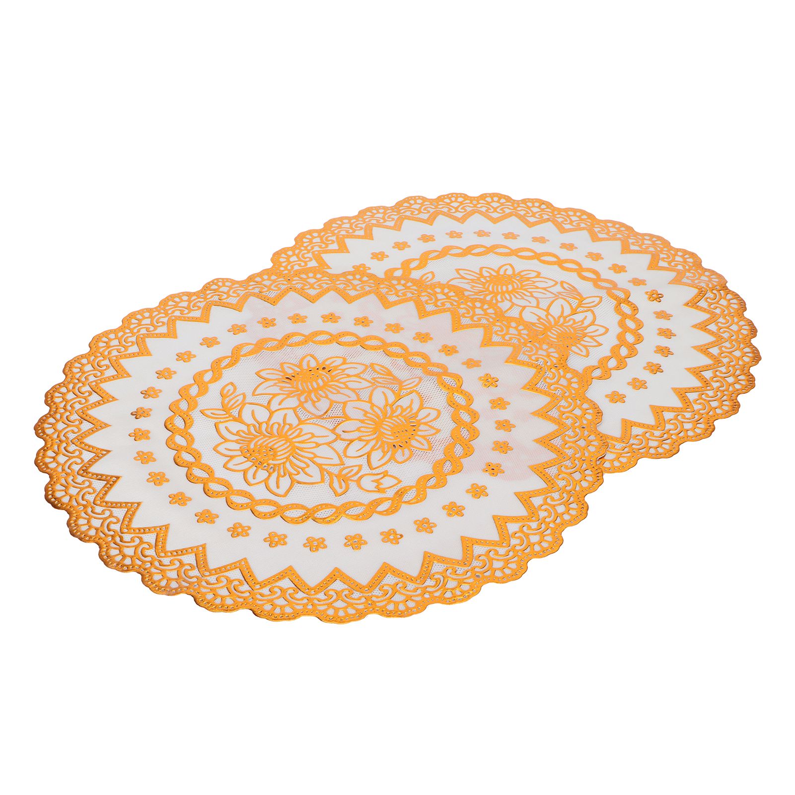 2PCS 38x38cm Table Mats PVC Gold Placemats Cup Mat Coaster for Wedding Party SuppliesRound 04 — image 3