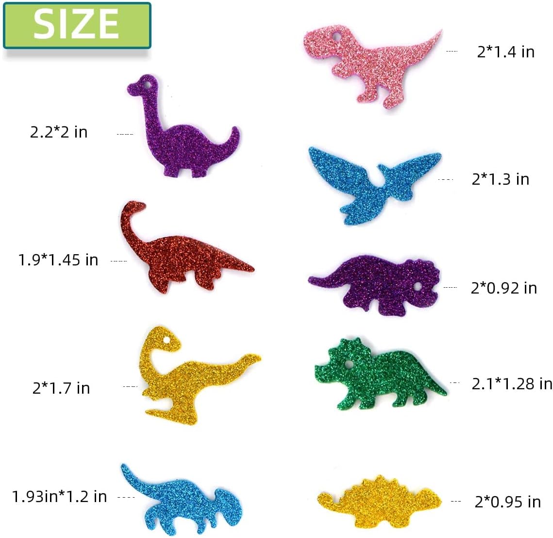 Petluno 160 Pieces Glitter Dinosaur Foam Stickers Self Adhesive for Craft DIY Self-Adhesive Shapes Sticker Home Party Decoration Colorful Arts Crafts Supplies — image 4