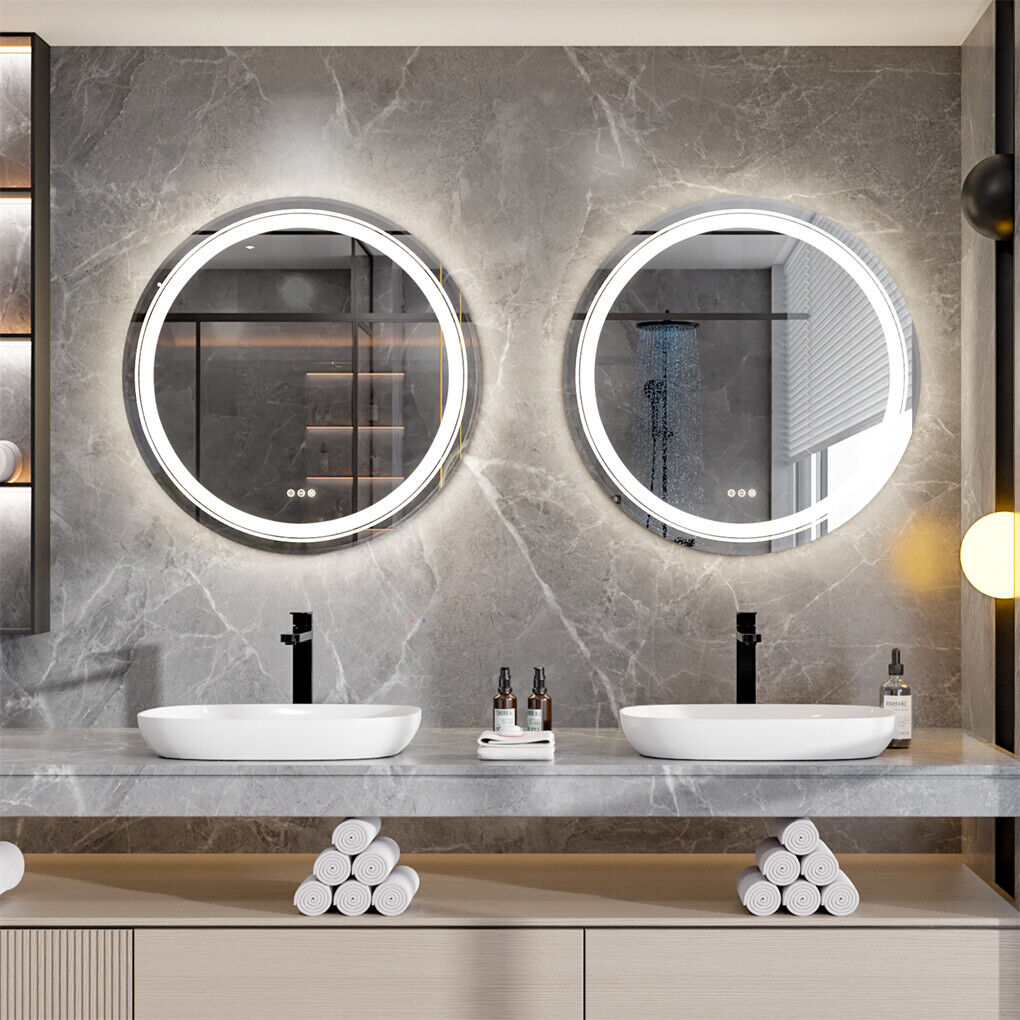 80cm LED Bathroom Mirror Anti-fog Circle Backlit HD β image 5