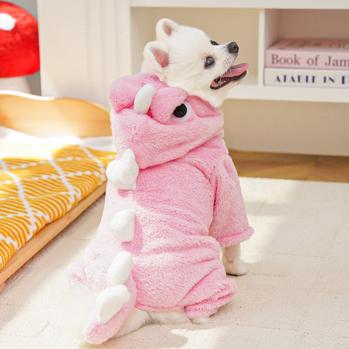 Warm Pet Clothing - Cute Dinosaur Dog Suit - Warm Fleece Pet Clothes for Small Dogs - Pink (Size M) โ image 5