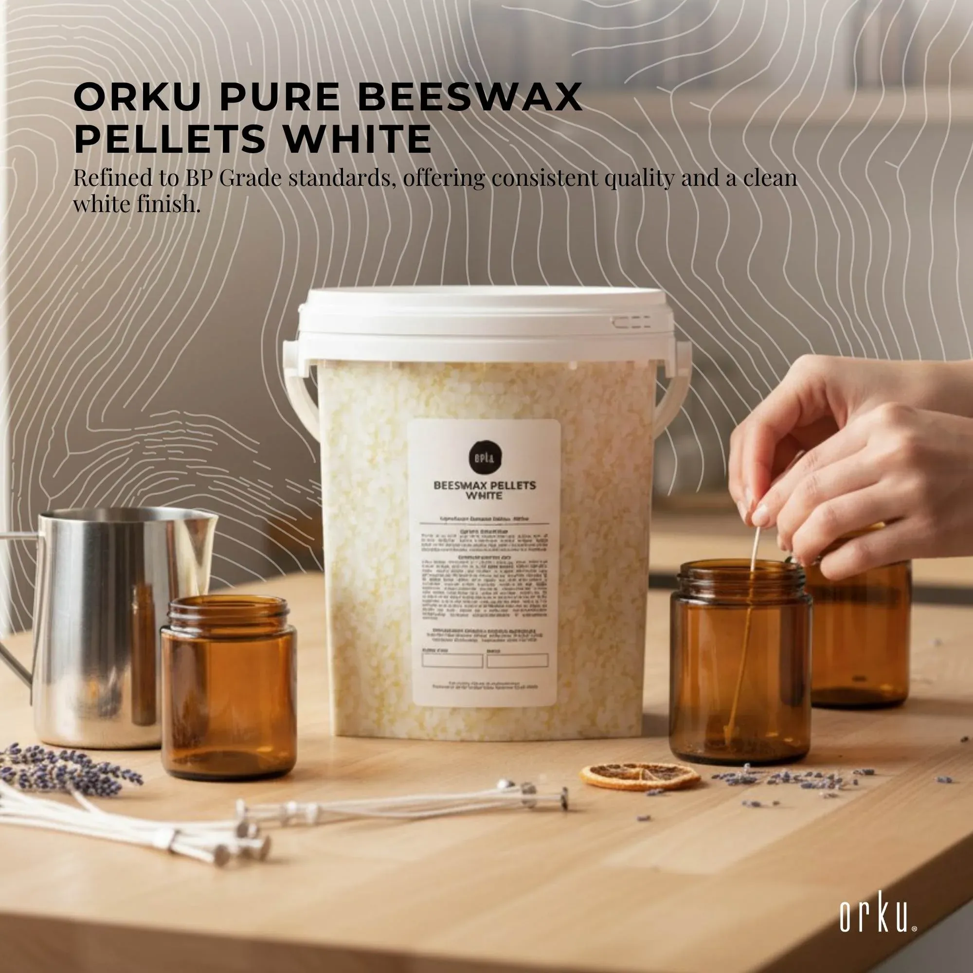 Orku 700g Pure Beeswax Pellets White BP Grade Refined Bead - Candle Cosmetic Tub — image 3