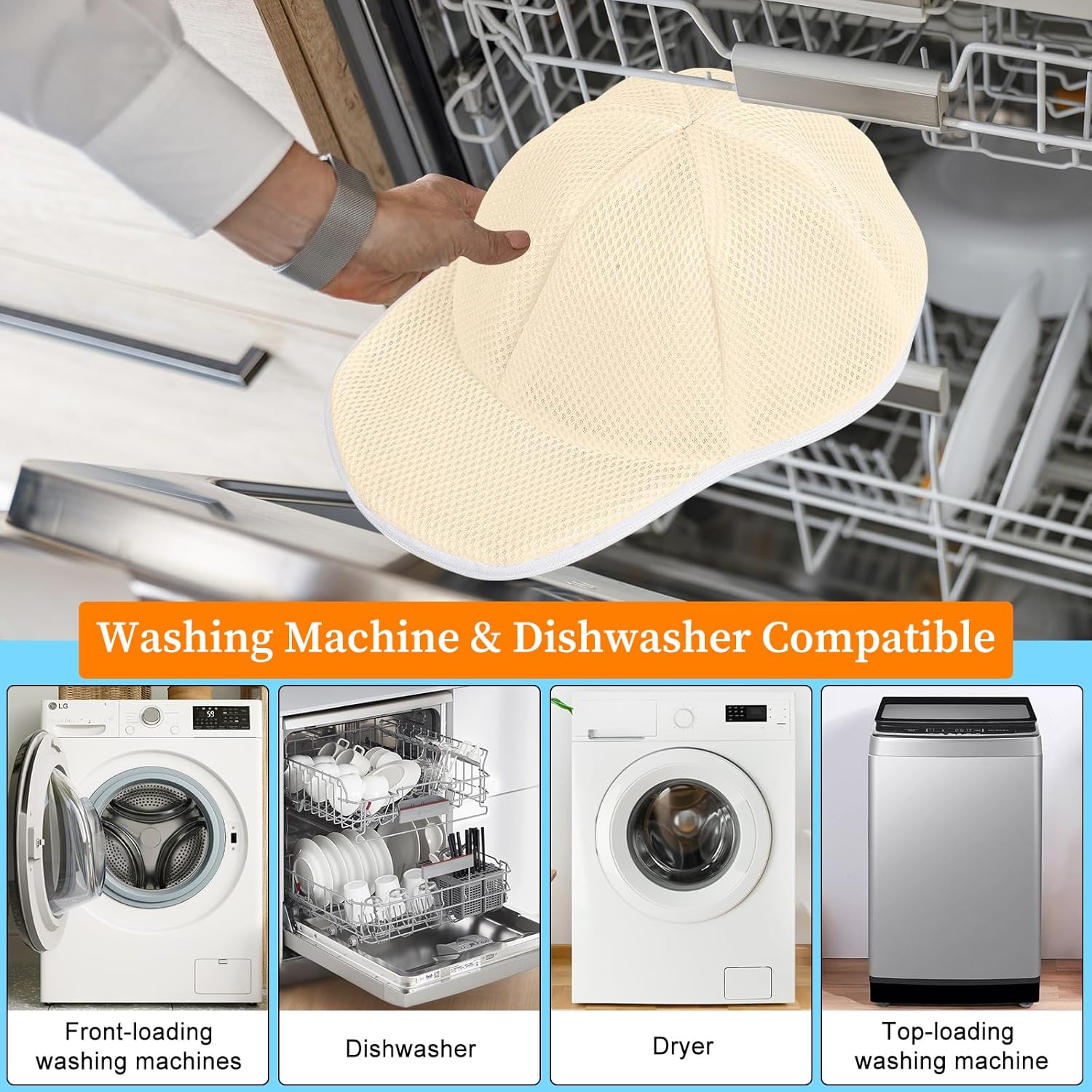 Coopahce Hat Washer for Washing Machine, Hats Cleaner for Baseball Caps, Hat Washing Cage Cap Washer, Dishwasher Hat Holder โ image 3