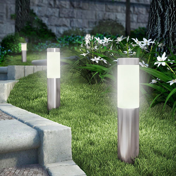 Solar Powered Outdoor Lamp - Stainless Steel - Cylindrical Garden Lamp - Waterproof - 1 Pack — image 2