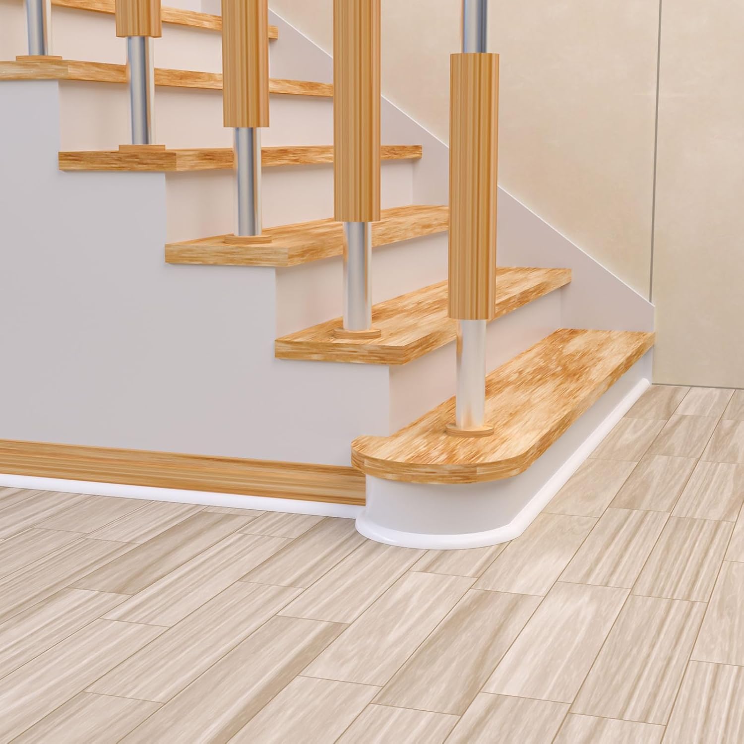 Flexible Quarter Round Molding, Mini Peel and Stick Rubber Trim Molding for Wall Edge Floor Corner,Staircase Cabinet Tub Edge (White, 118Inch) โ image 6