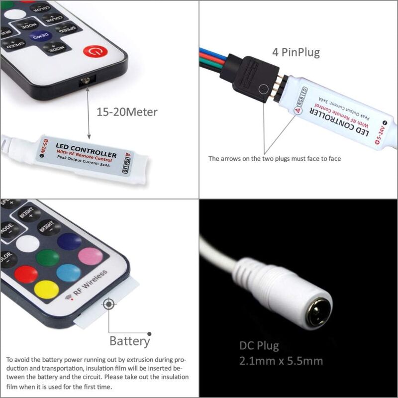 Ultrabright 17 Keys Rf Remote Control Wireless Remote Controller, 5V/12V/24V 12A Mini Controller For Rgb LED Strip โ image 2