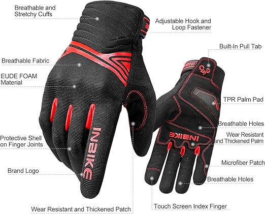 Breathable Mesh Motorcycle Gloves Touchscreen with TPR Palm Pad Hard Knuckle-Red-XXLarge โ image 2
