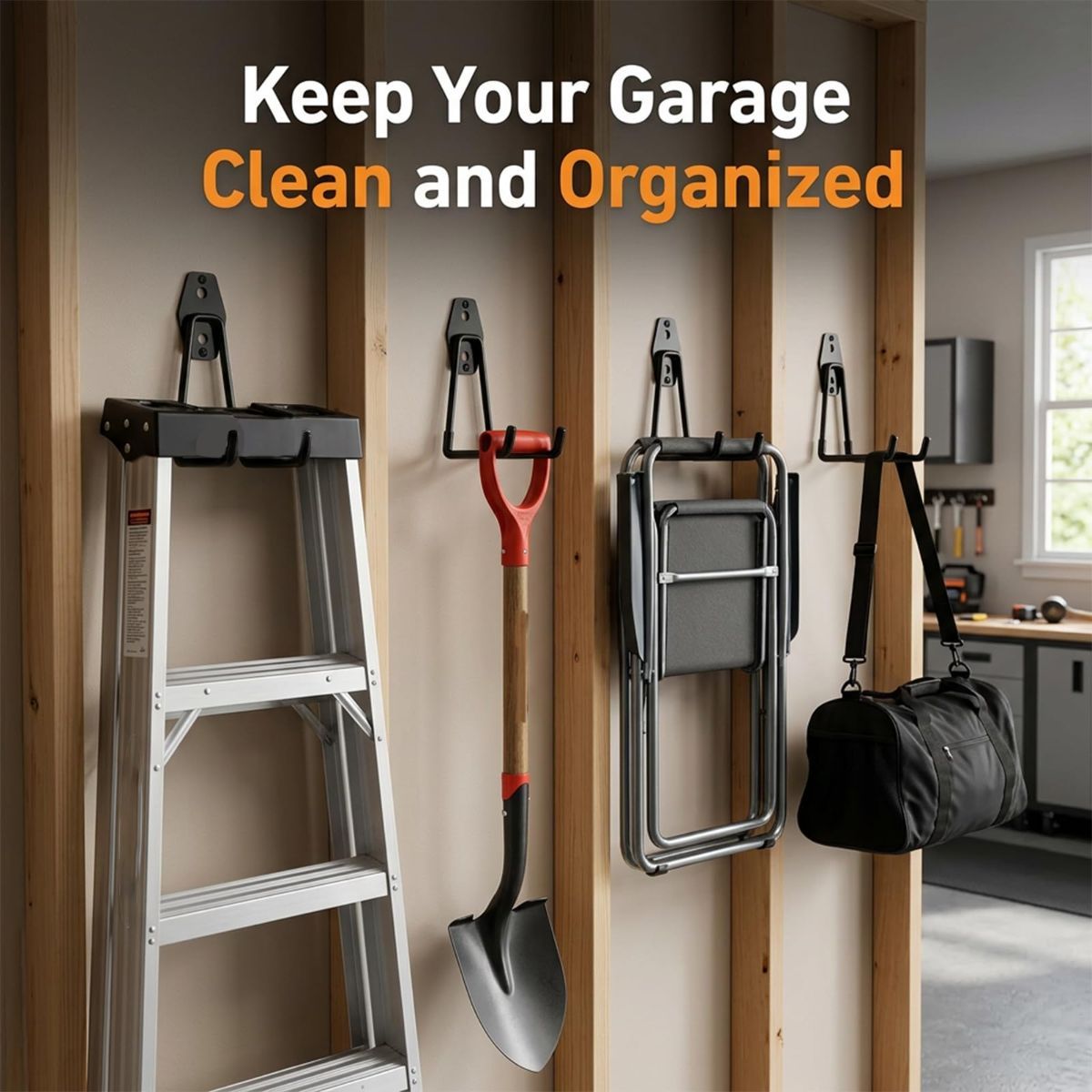 Garage Hooks, 6 Pack Large Round Wall Hooks for Hanging Heavy Duty Ladders, Bikes, Tools Ideal for Garage, Garden, Basement Utility Room Storage — image 5