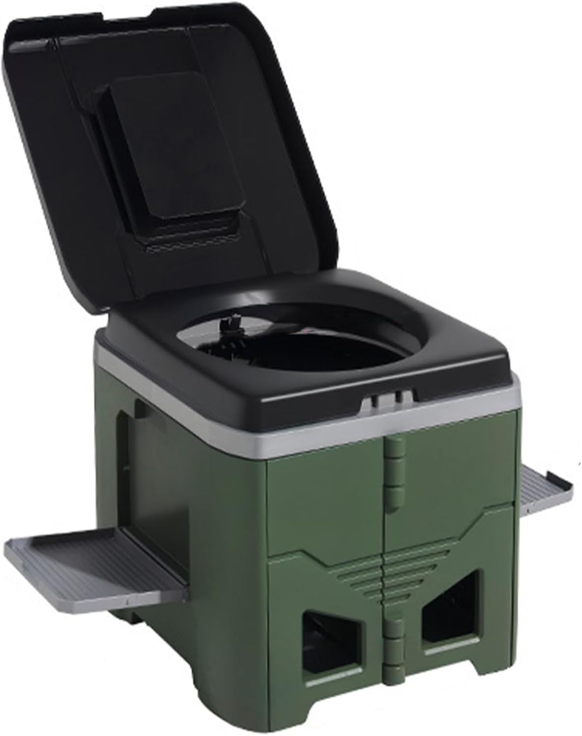 Portable Travel Toilet with Integrated Dual Storage Wings & Odor-Proof Lid – Ergonomic Reusable Foldable Commode with 12.7cm Folding Height for Car Travel &