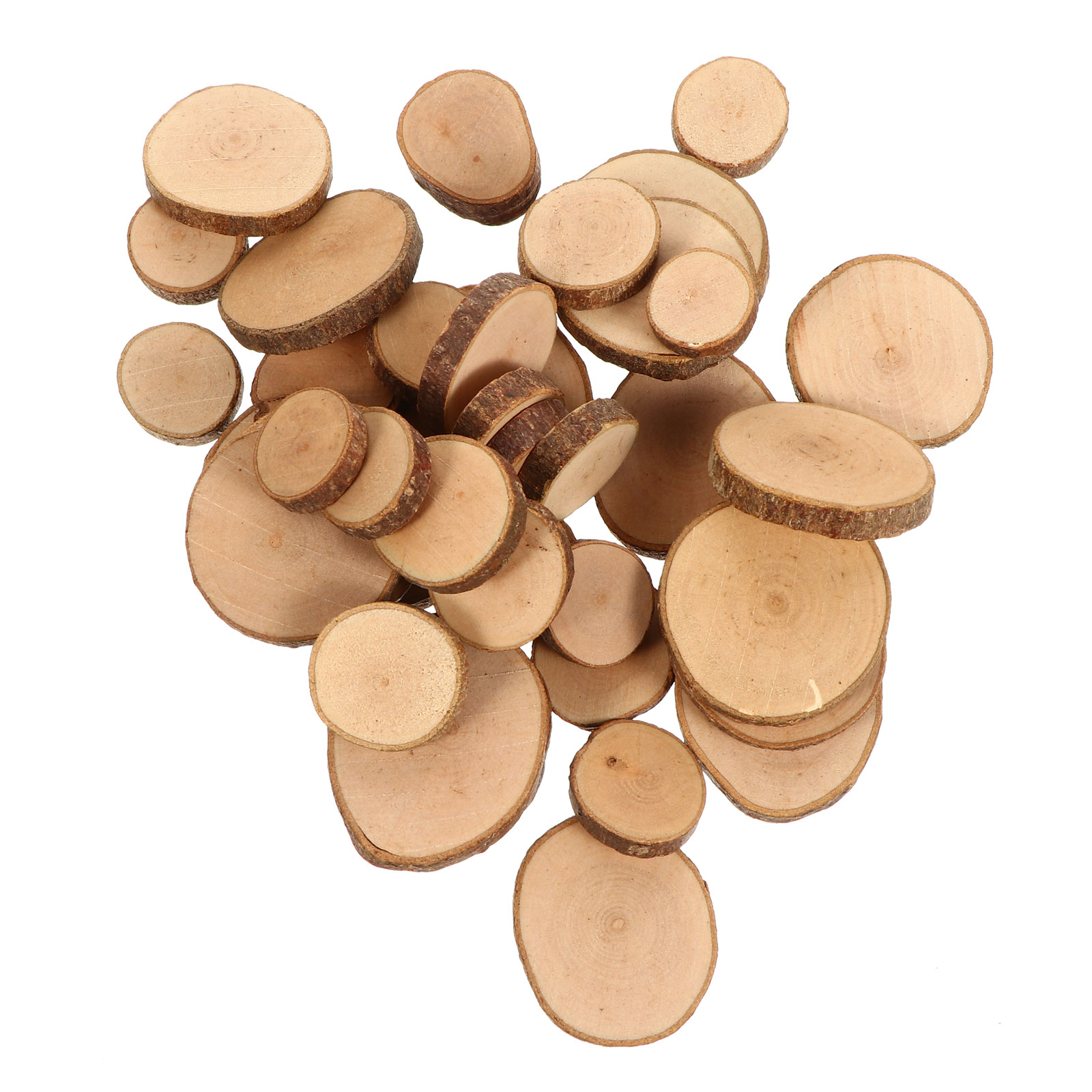1 Set Diy Wood Slices for Wedding Decorations Light Brown Round Bark Shapes Smooth Surface — image 3