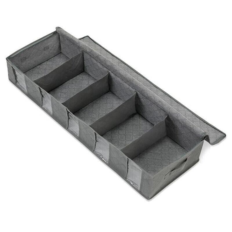 5 Compartments Clothes Shoes Under Bed Storage Organizer Box Bag Large Capacity - Blue — image 3