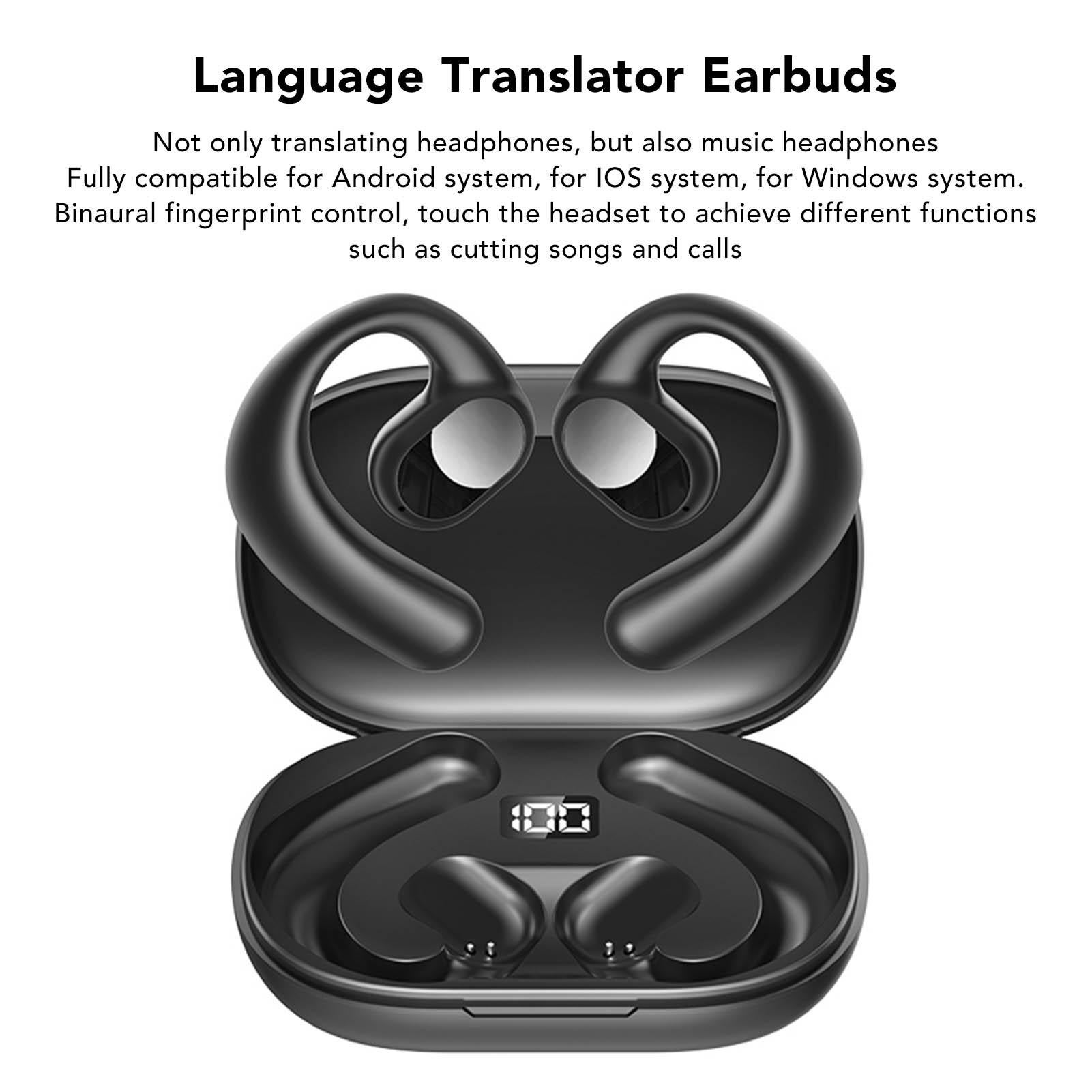 Language Translator Earbuds Multifunction Noise Reduction 144 Kinds Languages Real Time Translation Headphone Black — image 6