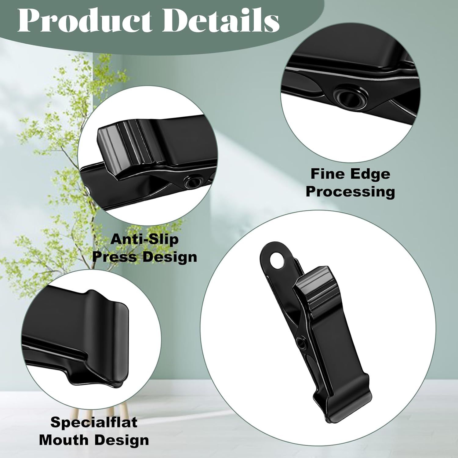 30 PCS Black Mini Clips for Crafts, 1.58 Inch X 0.5 Inch Metal Alligator Clamps, Sturdy Spring Clips, Hanging Crocodile Clips for Wires Photo Snacks Paper — image 4