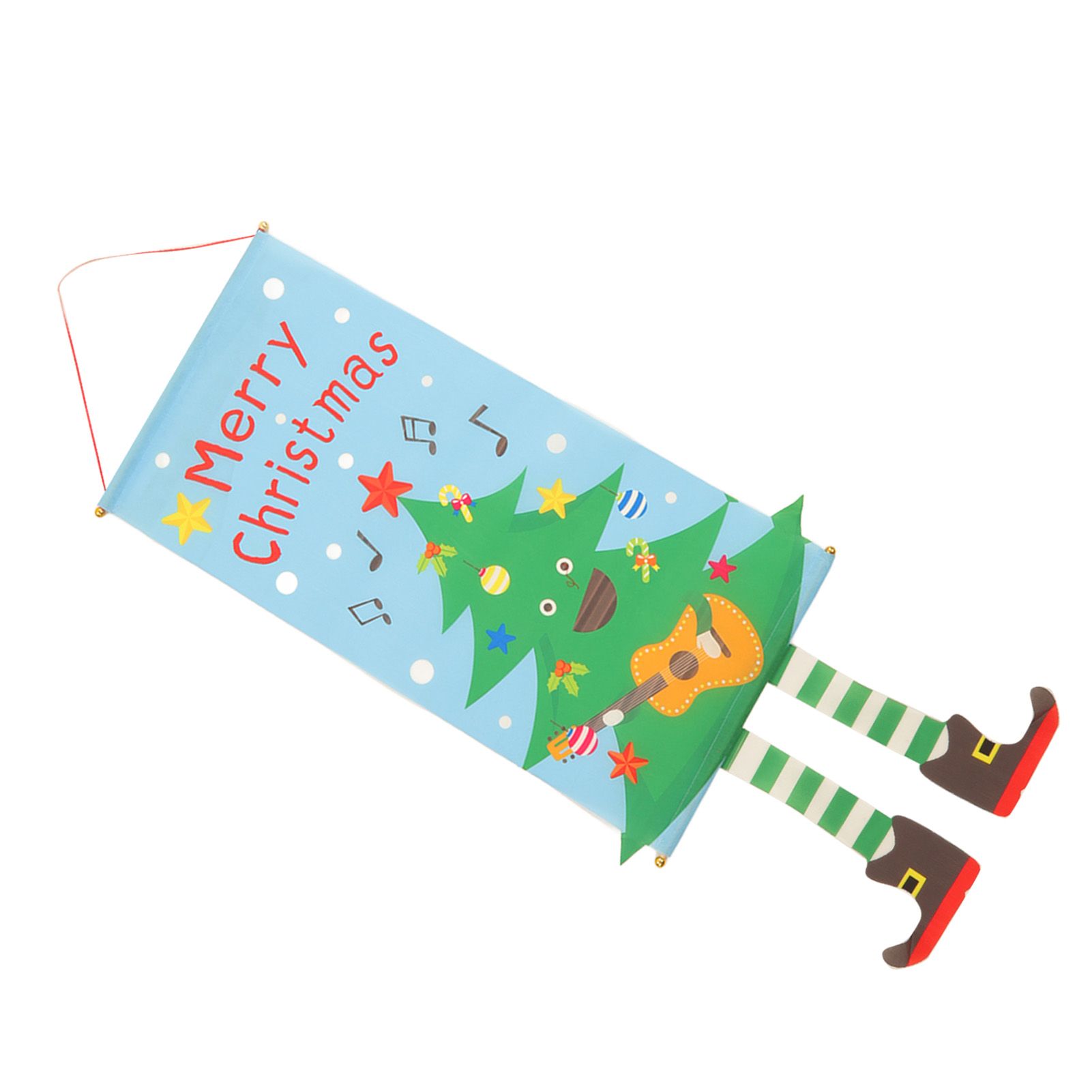 Christmas Flags Ornament Christmas Tree Designed Bamboo and Cloth Christmas Hanging Sign for Door Home — image 5