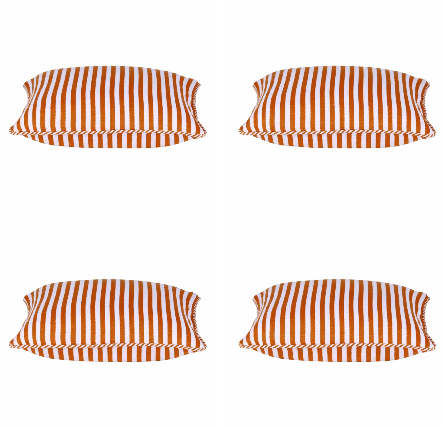 Pack of 4 Dandi Orange & White Striped Nautical Cushion Covers 40 × 40cm