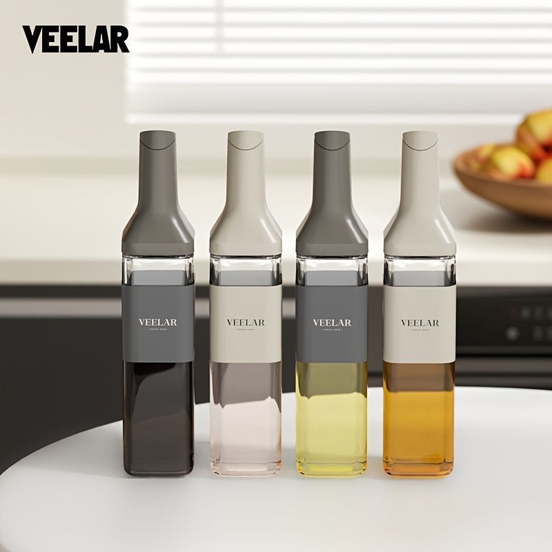 automatic opening glass bottles, oil bottles, condiment bottles, kitchen storage, soy sauce bottles, vinegar bottles, Australian kitchen - Gray - Size 500ml — image 2