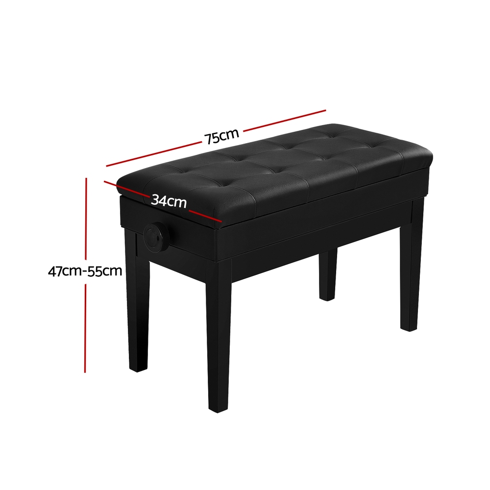 Alpha Piano Bench Stool Adjustable Height Keyboard Seat โ image 2