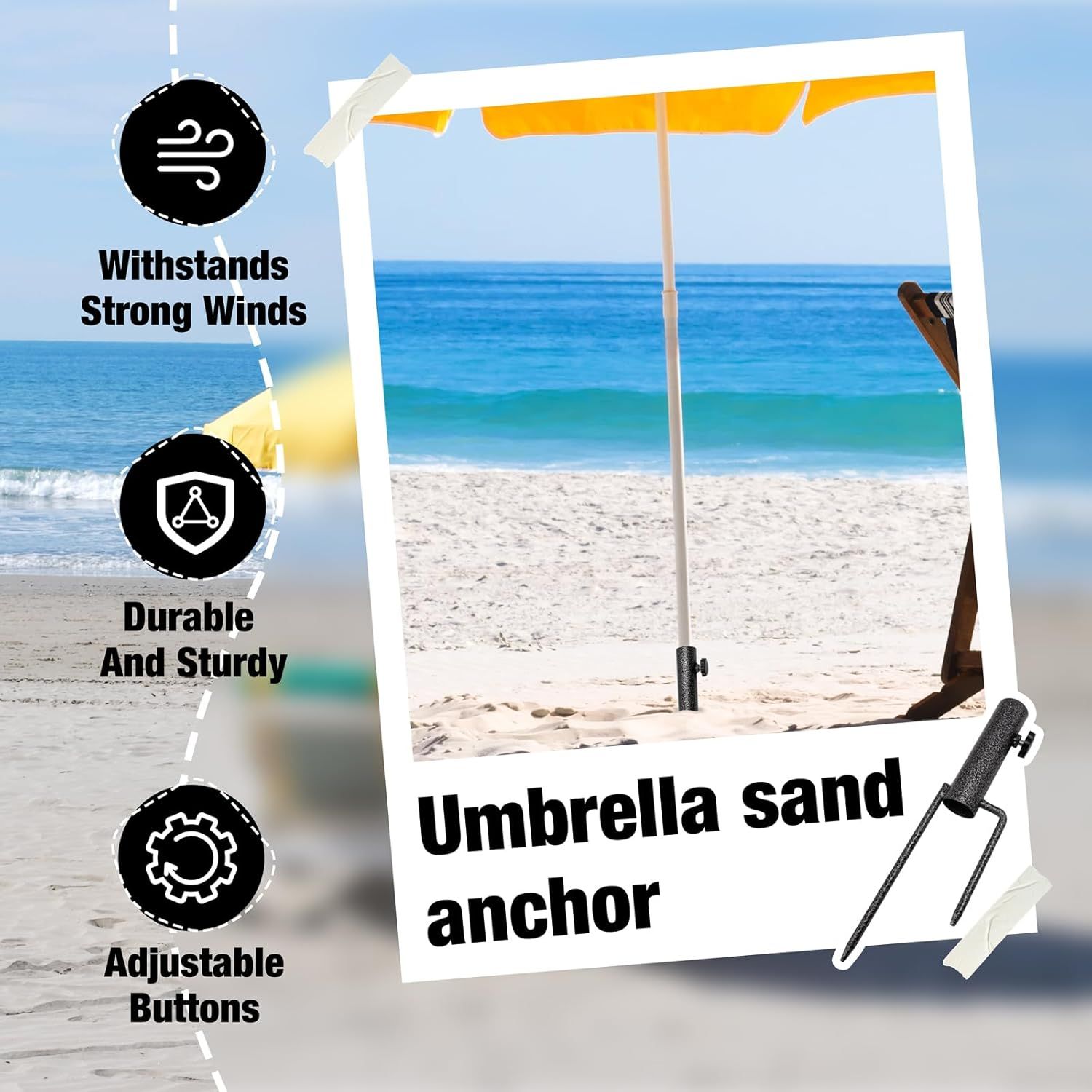 Patio Umbrella Steel Anchor Sand Anchor Beach Umbrella Anchor Grass Auger Spike Patio Sunshade Support Beach Umbrella Steel Stand Base — image 5