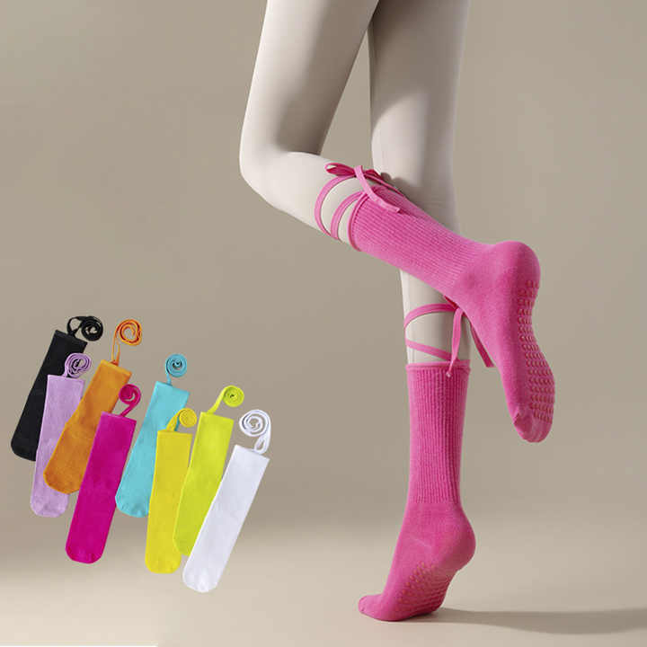3 Pcs Purple Non-Slip Yoga Socks with Cross Straps - Cotton Pilates Dance Socks for Women, Lightweight Comfort โ image 3