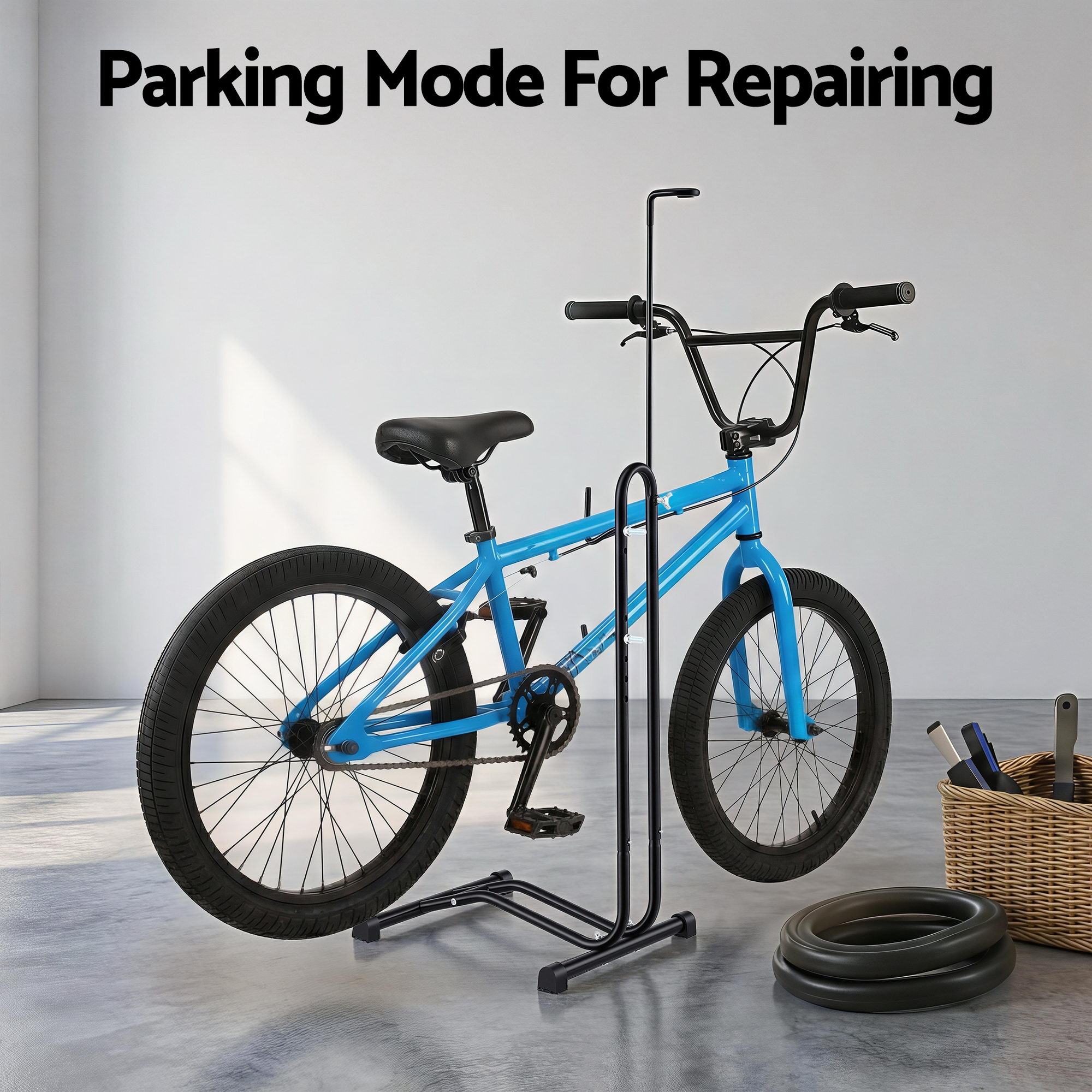 Weisshorn 4-in-1 Bike Parking Stand Vertical Floor Storage Rack for 24"-27.5" Bicycles, Adjustable Height Repair Maintenance Stand, Stable Indoor โ image 6