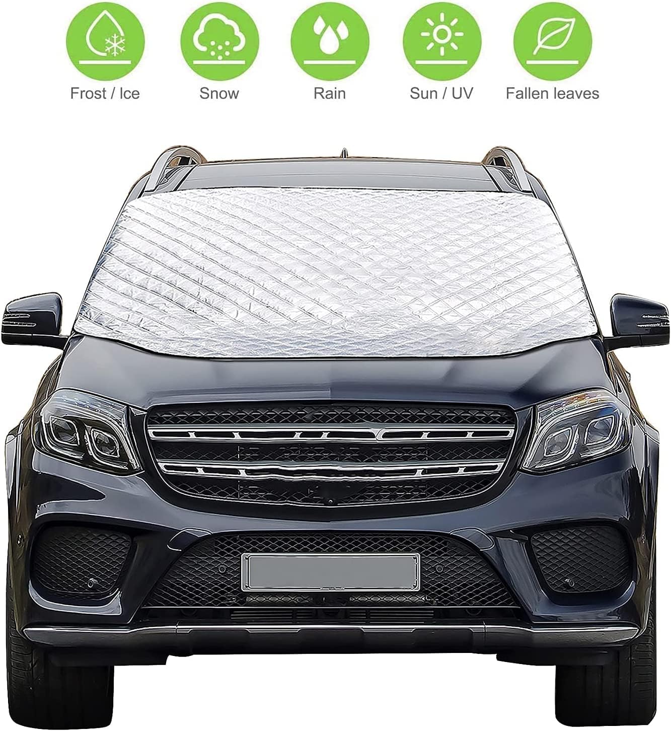 Car Windscreen Cover with Sunshade and Anti-Frost Layer, All-Weather Snow and Ice Protector for Vehicles, Silver, 145 × 92 cm — image 3