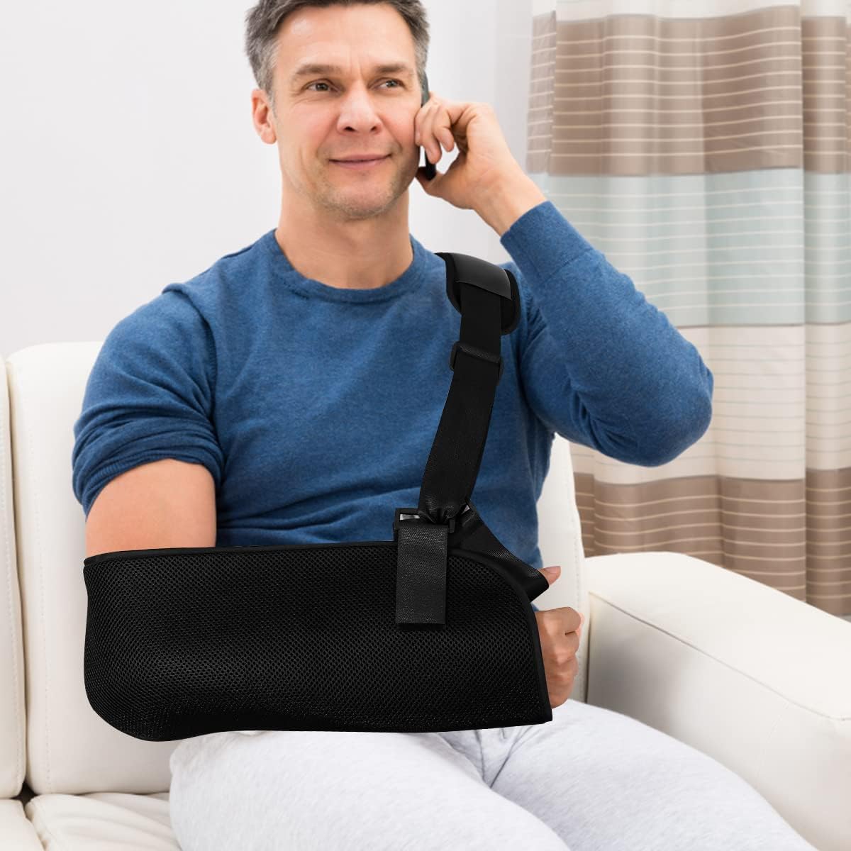 Adjustable Breathable Arm Sling Shoulder Immobilizer Support Brace Universal for Men Women Left Right Arm — image 3