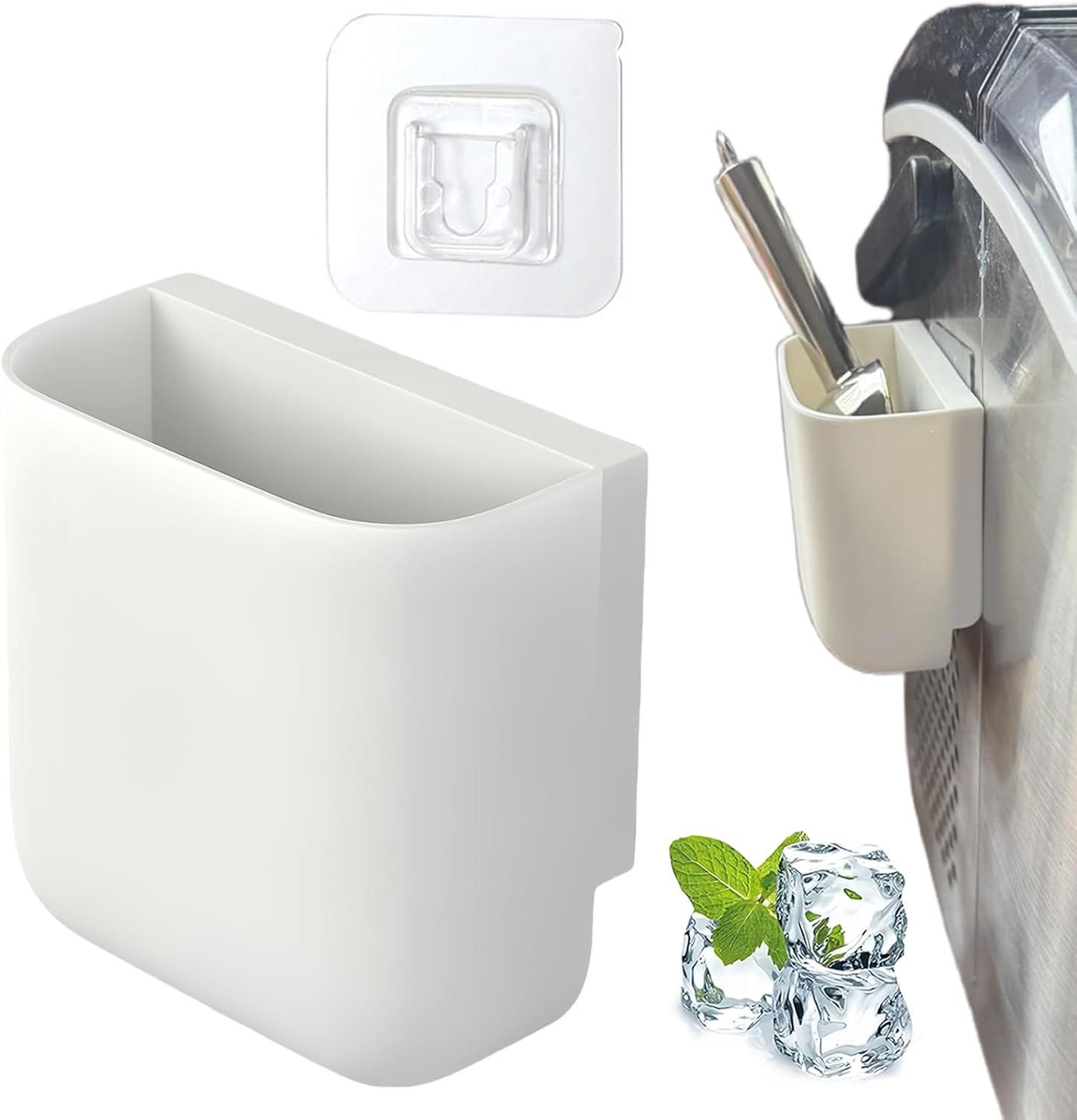 Ice Scoop Holder for Ice Machine Small Self-Adhesive Ice Scoop Holder for Ice Machine and Freezer Wall Mounted Storage Box for IceCream Scoops Keep Ice Scoops