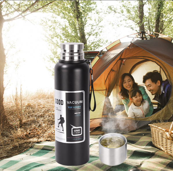 Antibacterial 316 Stainless Steel Vacuum Flask 600ml | Tea Infuser & Insulated Bottle for Hot/Cold Drinks (Black) — image 6