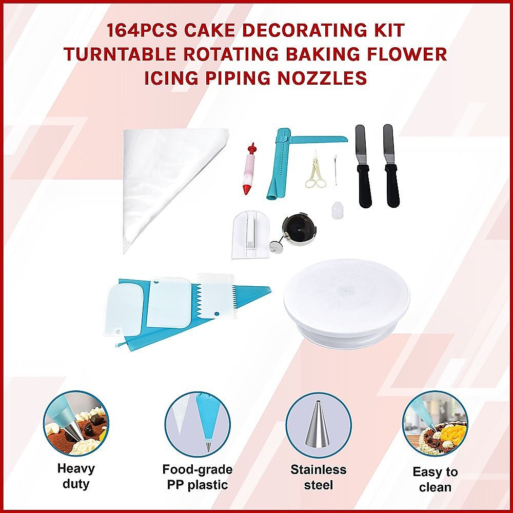 164Pcs Cake Decorating Kit Turntable Rotating Baking Flower Icing Piping Nozzles — image 5