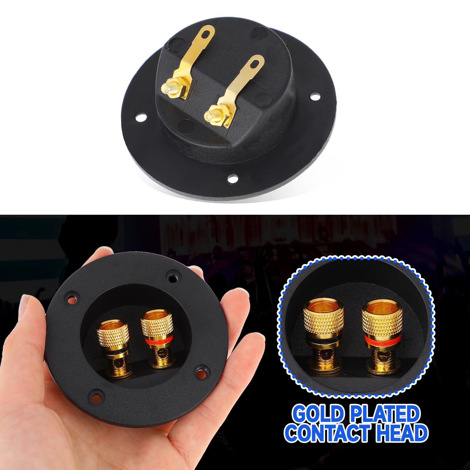 2PCS Round 2-Way Speaker Box Terminal Cup Binding Post, Power Speaker Screw-in Terminal Plates, Subwoofer Box Terminal — image 3