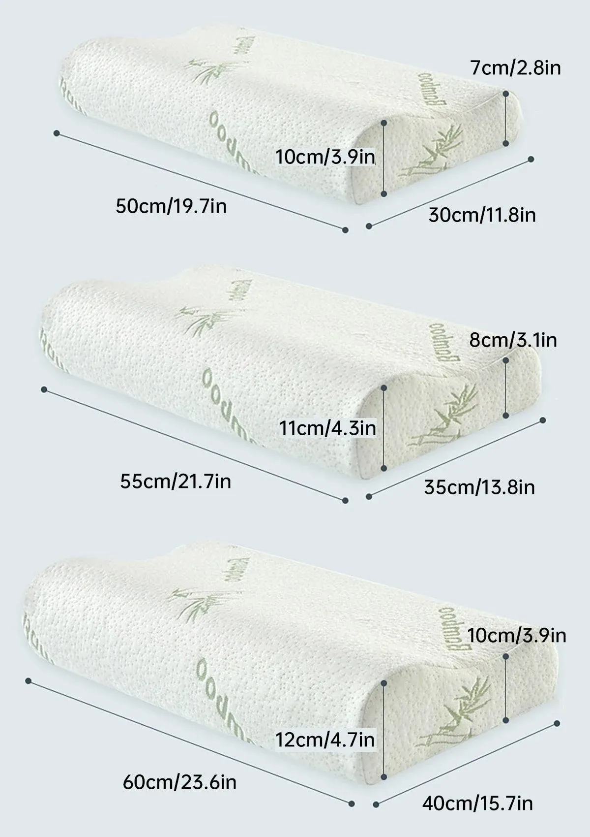 1/2PCS Memory Foam Neck Pillow Wavy Contour Slow Rebound Pillow - 55x35x11cm-2pcs โ image 3