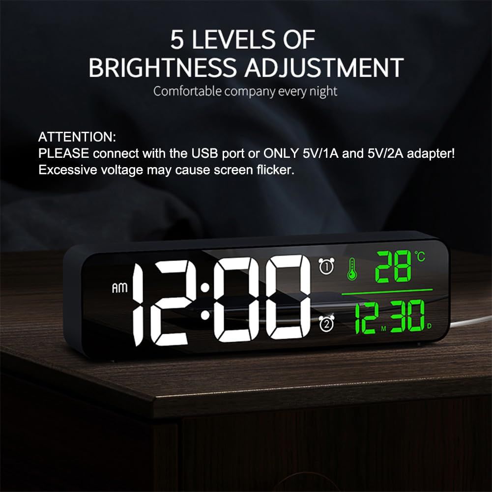 Digital Large Display Alarm Clock for Living Room Office Bedroom Decor LED Electronic Date Temp Display Wall Electric Clocks Black — image 4