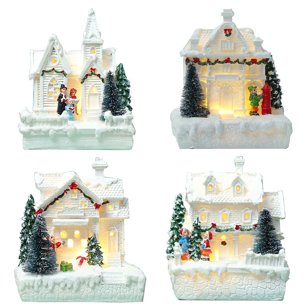 Christmas Village Ornament LED Lighted Christmas Village Houses with Figurines Christmas Village Decoration Indoor Room Decor — image 3